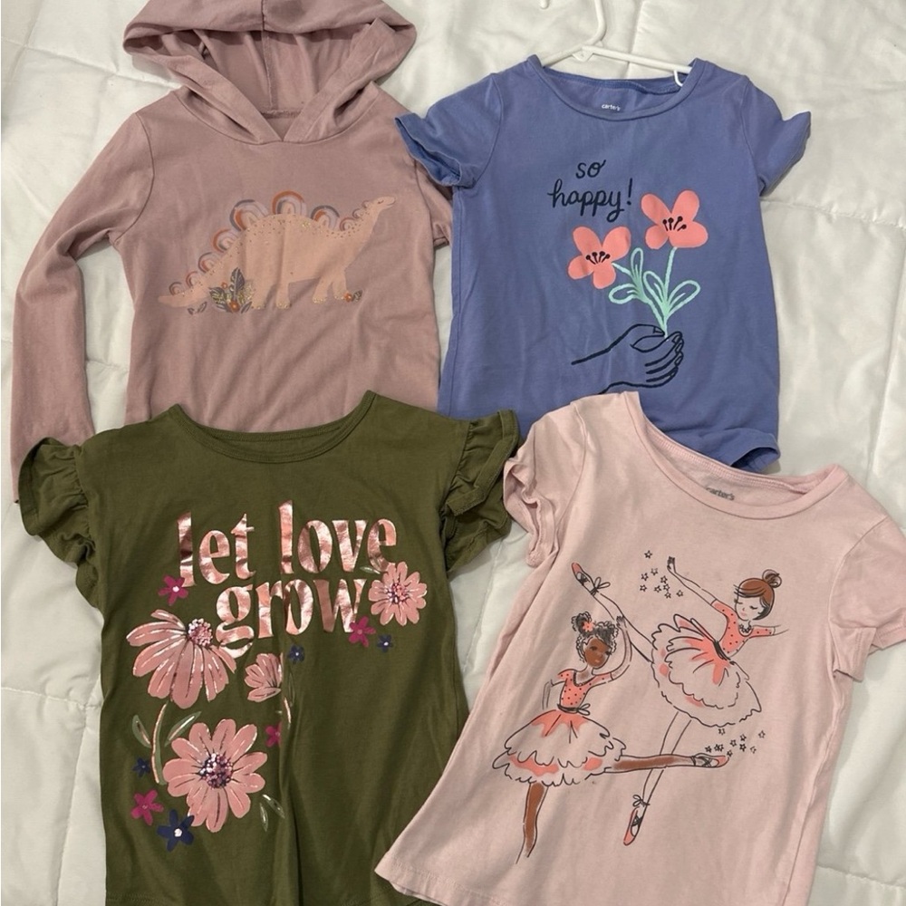 Set of Four Graphic Tees for Kids /Carters Girl Shirt Bundle